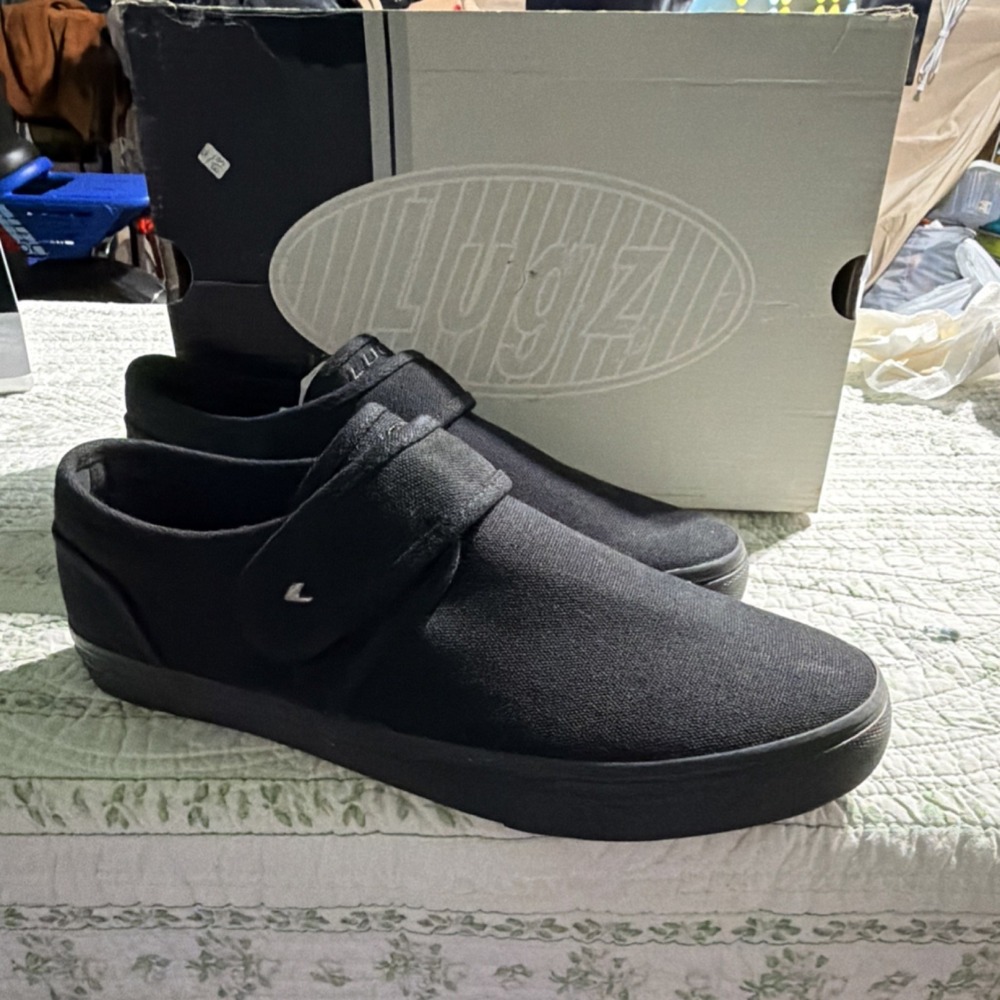 Lugz Voyage II Black Canvas Slip-On Comfort Shoes Men's US 10.5 EUR 44.5